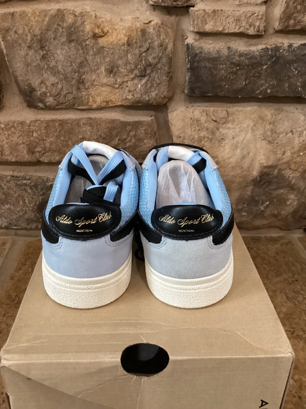 Aldo Club Trainer 450 Mens Sneaker Shoes 7.5 Light Blue Black Lace New In Box