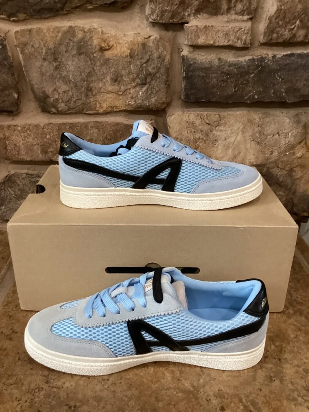 Aldo Club Trainer 450 Mens Sneaker Shoes 7.5 Light Blue Black Lace New In Box