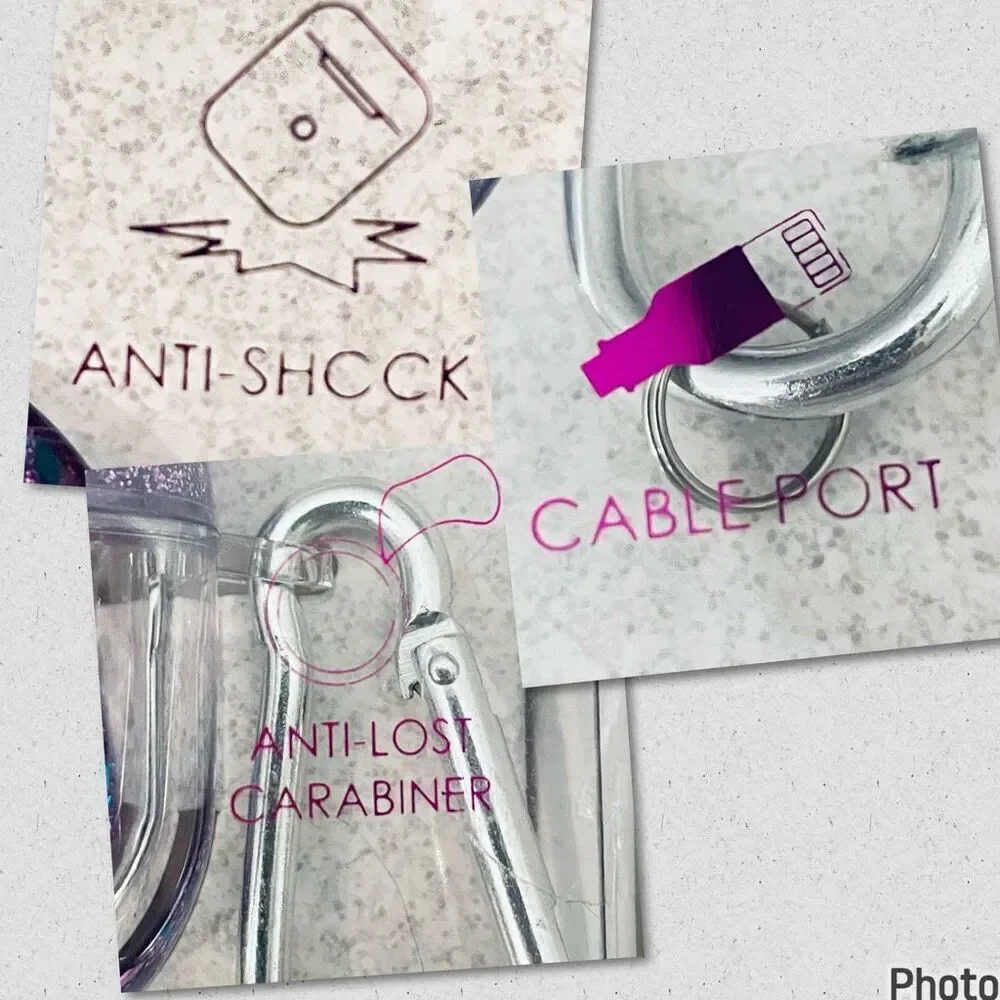 NWT Clear case cover Apple AirPods Pro Purple Glitter cable port Anti shock