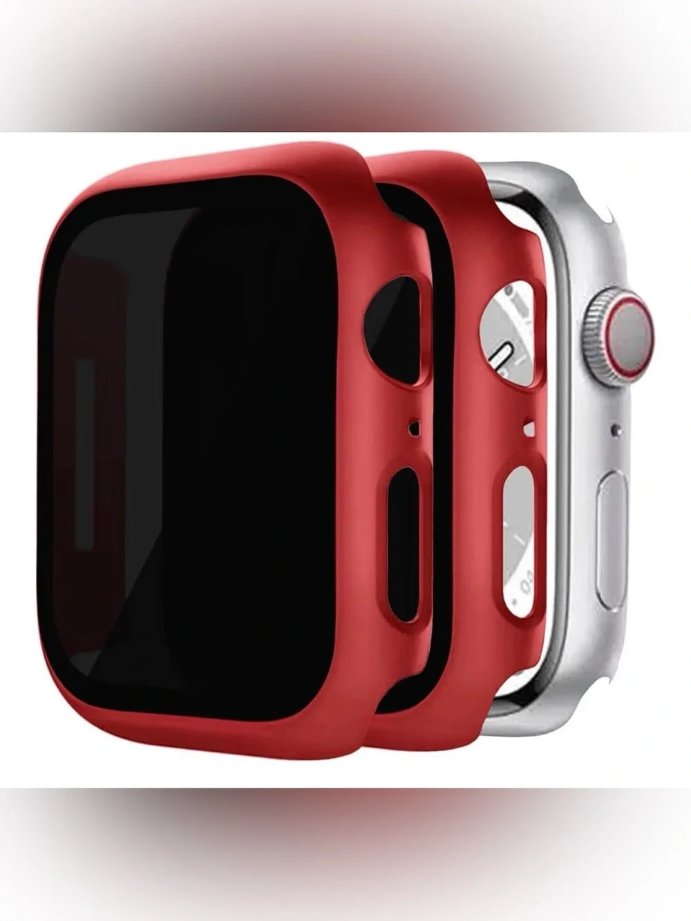 Apple Watch Privacy Screen Tempered Glass Cover for Apple Watch, 2 Pack, Red
