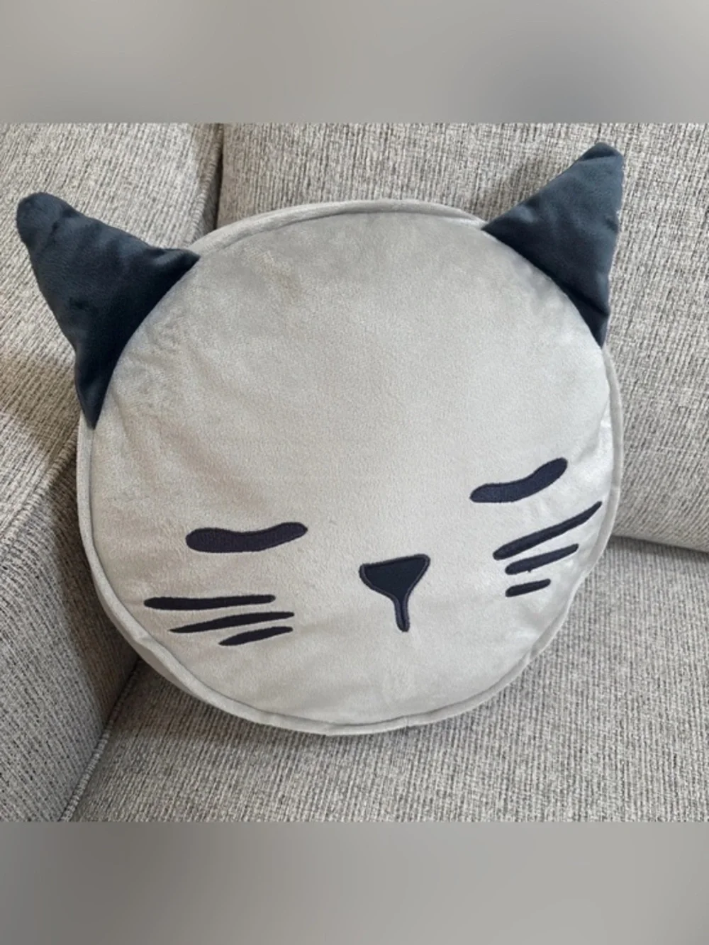 IKEA Gray and Black Cat Face Pillow cushion for bed or sofa new discontinued