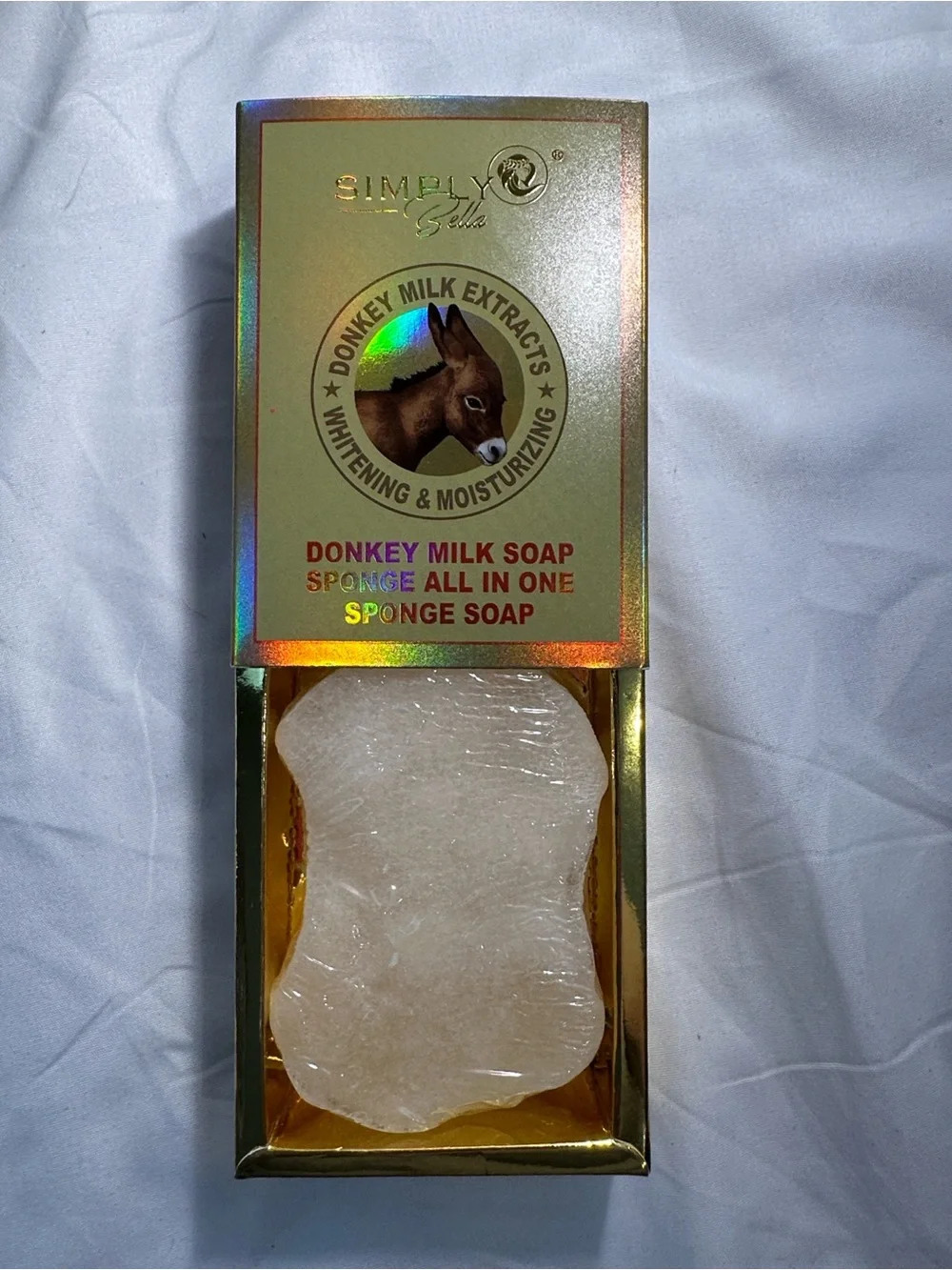 Simply Bella Donkey Milk Soap Sponge – All-in-One Cleansing Sponge, 100g, New