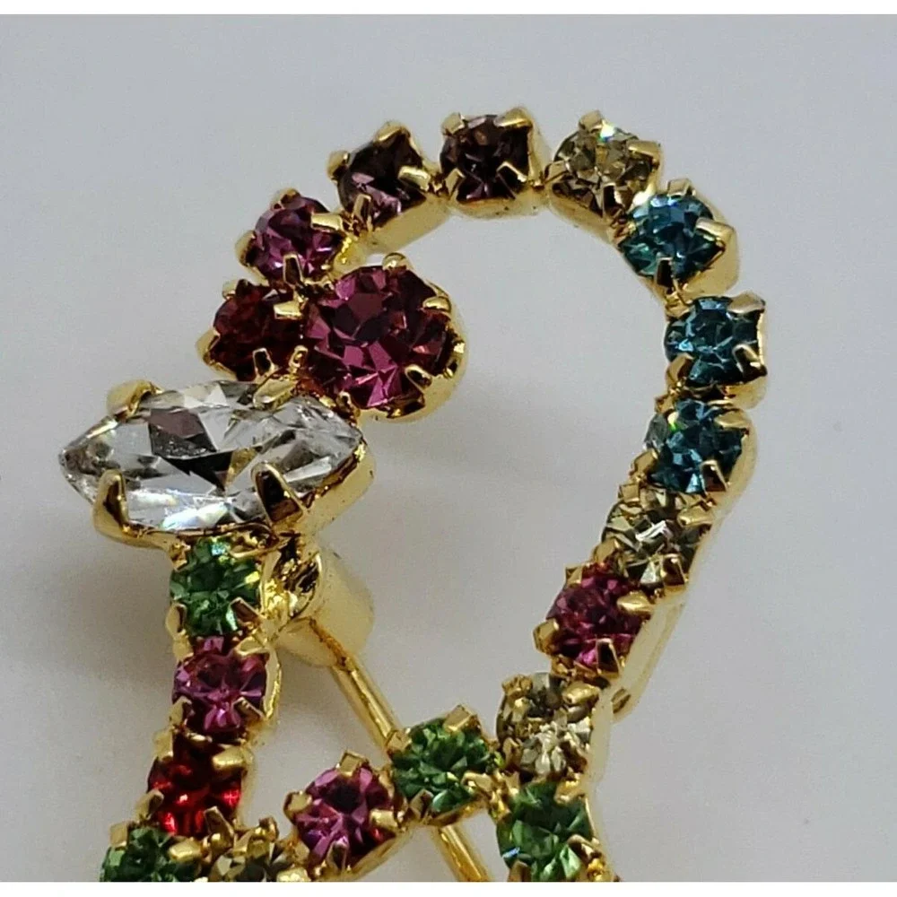 Vintage colorful rhinestone spring‎ springtime chick duck bird brooch pin