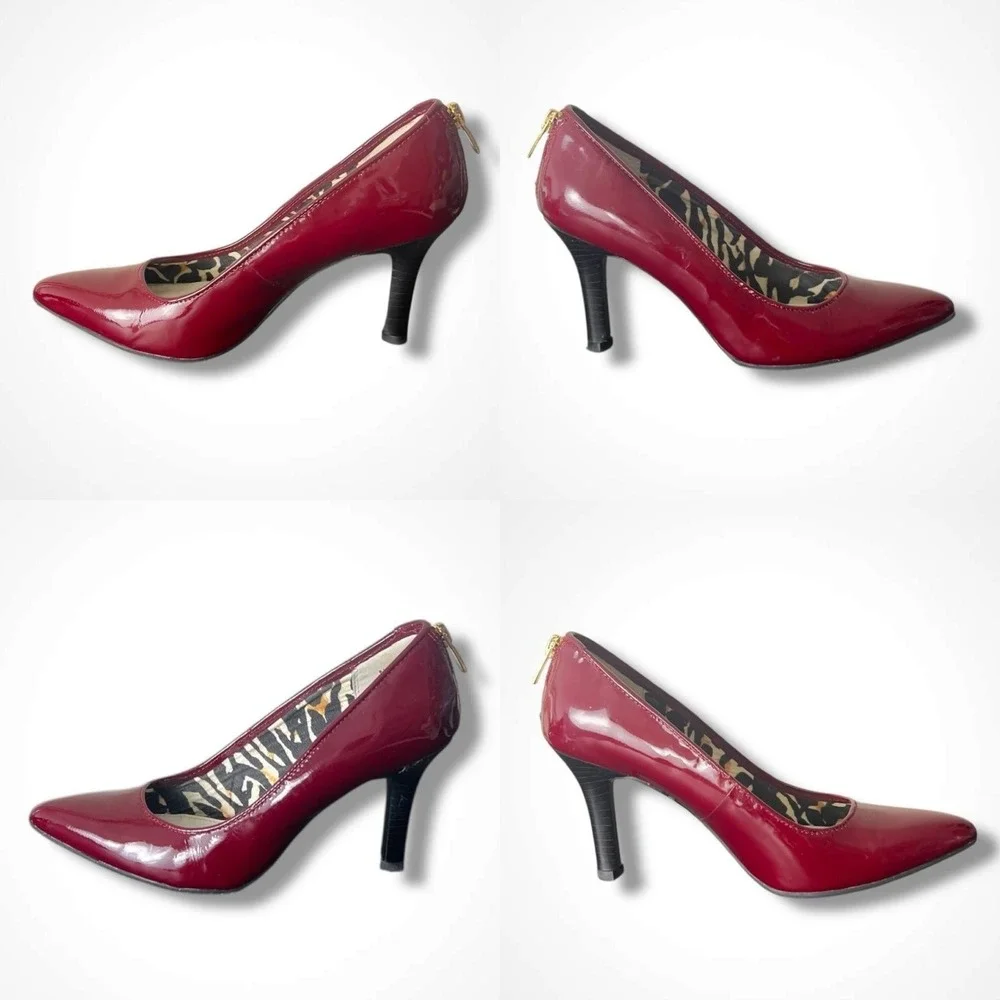 Anne Klein Pumps Womens Size 6.5 Burgundy Patent AKFALICIA iFlex Back‎ Zip Heels