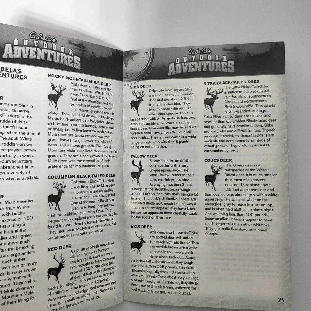 Activision Cabelas Outdoor Adventures Video Game Manual‎ 2005 Wildlife Guide PS2