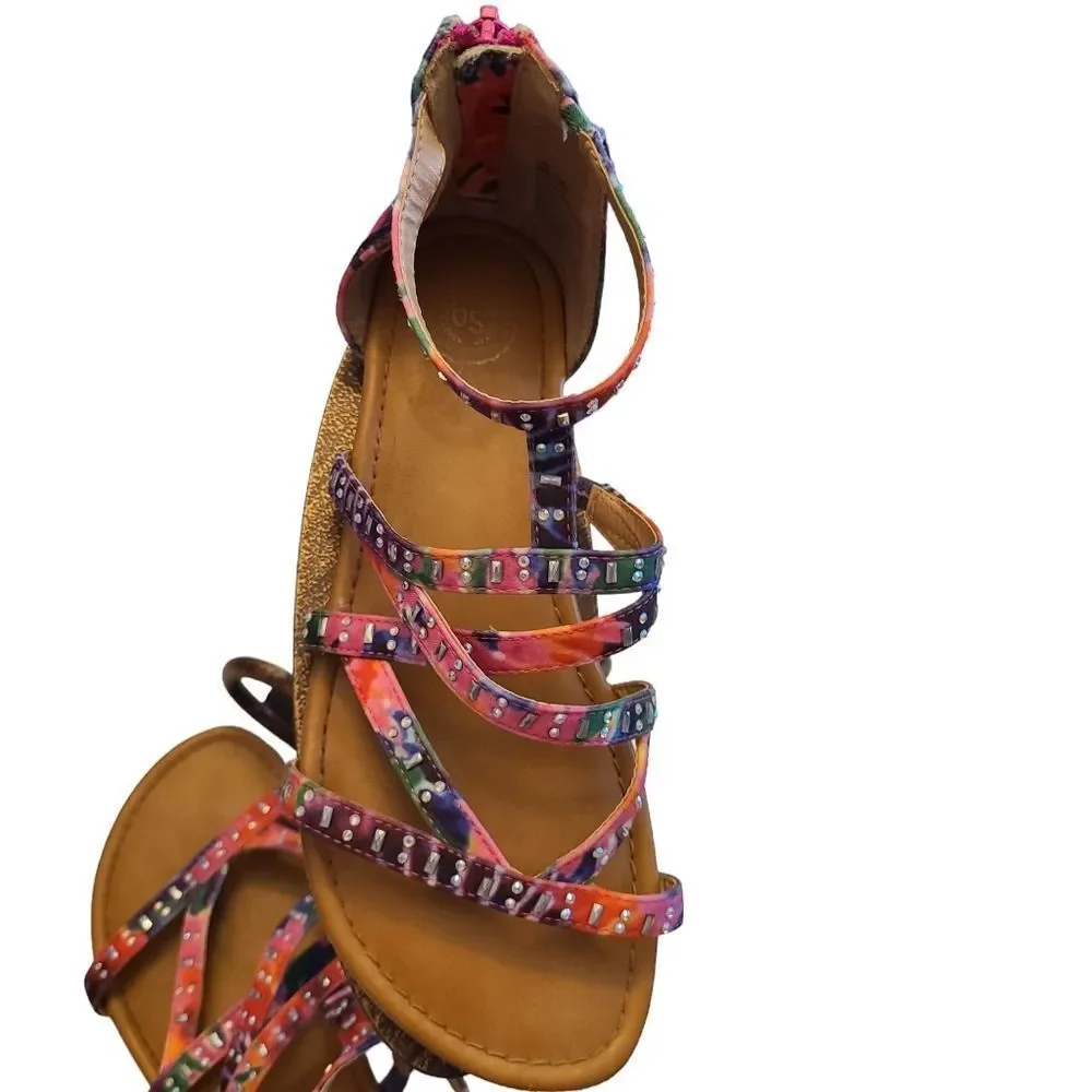 SO Kids Tie-Dye Strappy Sandals With Studs Kids‎ Size 5