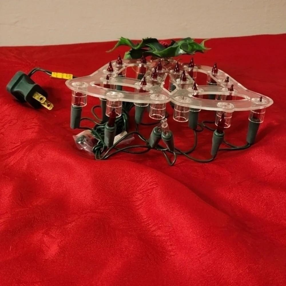 Vintage 20 Lite Twin Double Bell Tree Top Holly Berry‎ Christmas Holidays