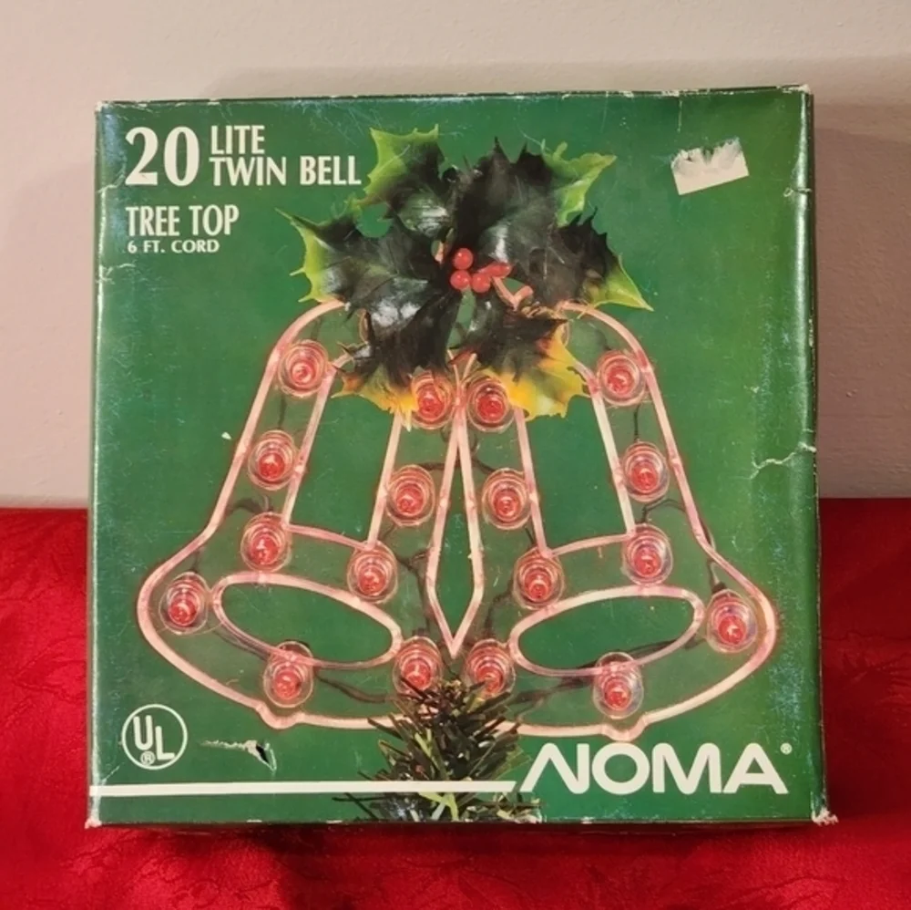Vintage 20 Lite Twin Double Bell Tree Top Holly Berry‎ Christmas Holidays