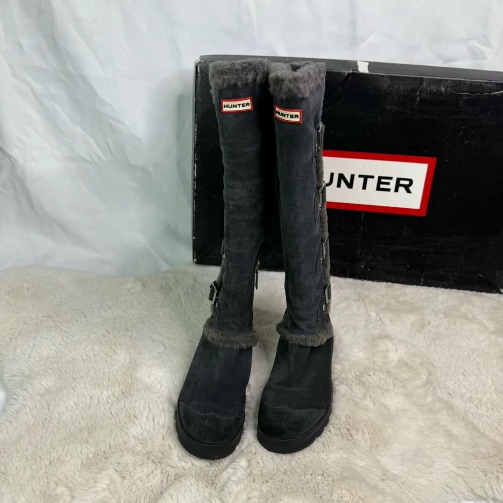 Hunter Leather‎ Suede Fleece Genuine Dyed Sheep Shearling Lined Boots
