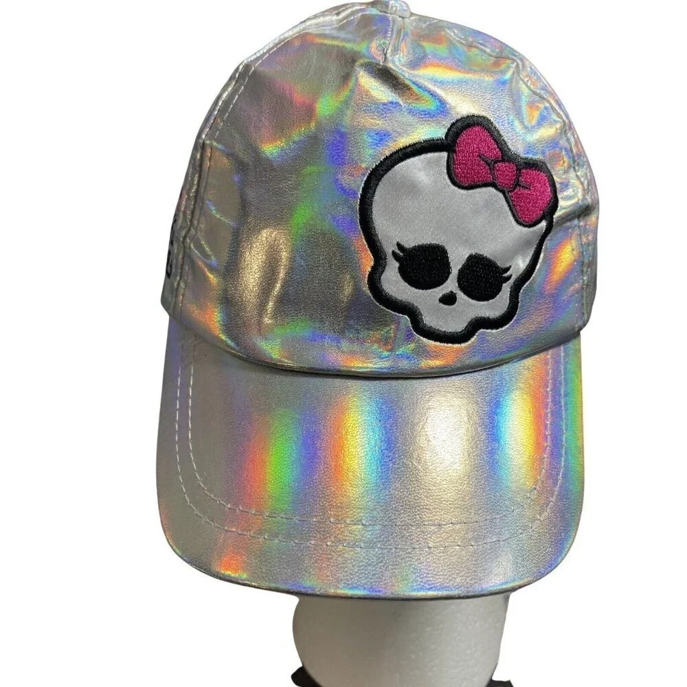 MONSTER HIGH‎ Girls Shiny Silver Cap Logo Skull One Size (4-16) Adjustable NEW