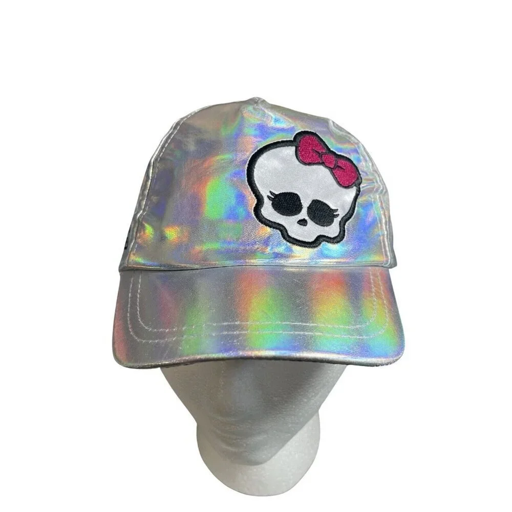 MONSTER HIGH‎ Girls Shiny Silver Cap Logo Skull One Size (4-16) Adjustable NEW