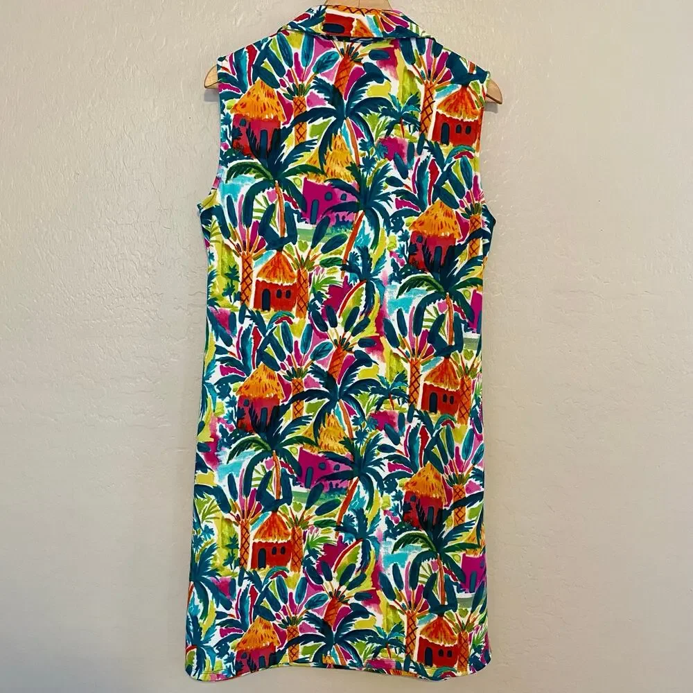 Pappagallo Dress Womens Size Large Summer Resort Vacation Cruise Tropical