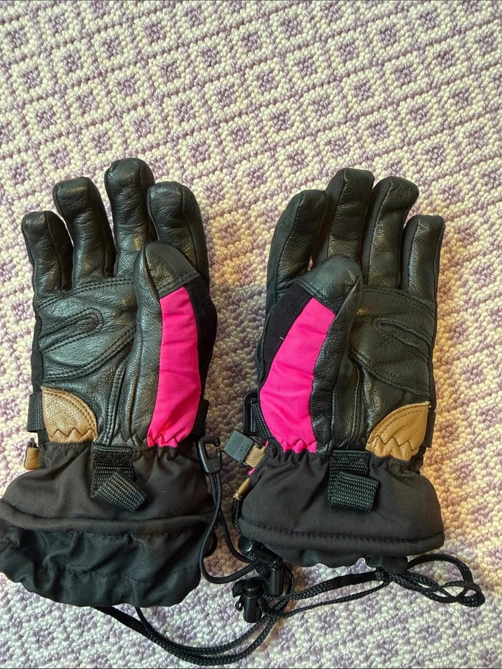 Swany Kids Pink & Black Waterproof Mittens