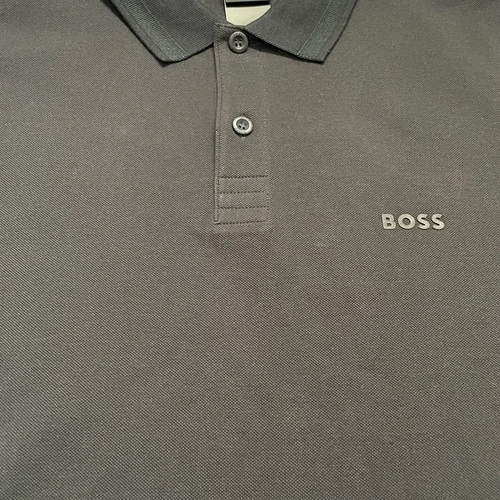 Boss men’s Black Polo Shirt Classic Design short sleeve size large 100% cotton