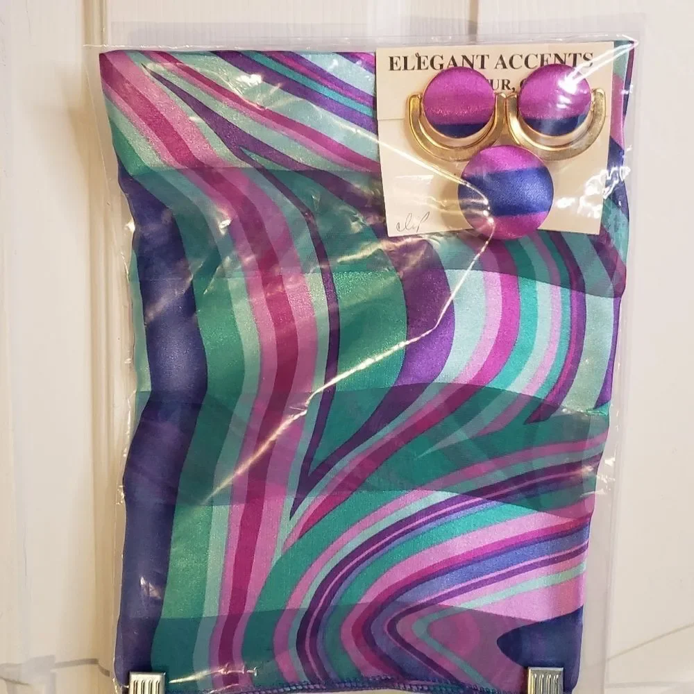 New Matching Scarf, Clip, And Clipon Earrings