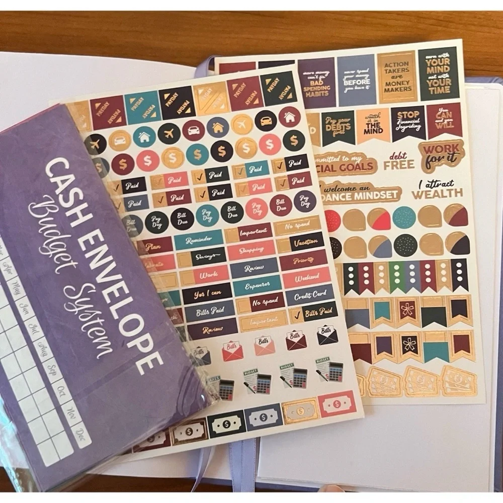 Lavender GoGirl Budget Book. Size A5. Expense Tracker, Envelopes, Stickers. New.