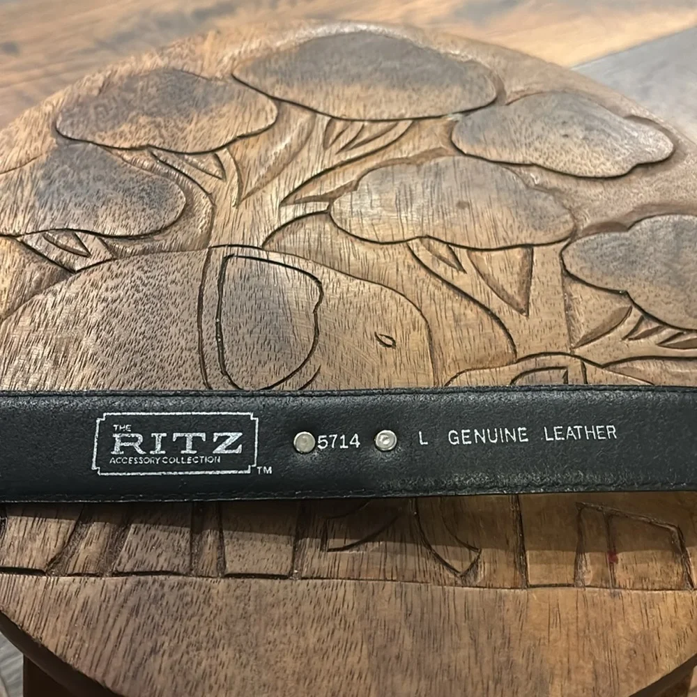 Vintage Ritz Accessories Black Belt with Silver Accents Size Large