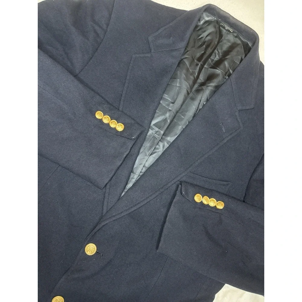 Vintage Polo‎ University Club Blazer 42 Blazer Navy Blue Wool Gold Button USA