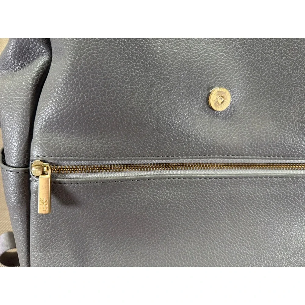 Freshly Picked Classic Diaper Bag Stone Gray Vegan Leather Backpack with Pad