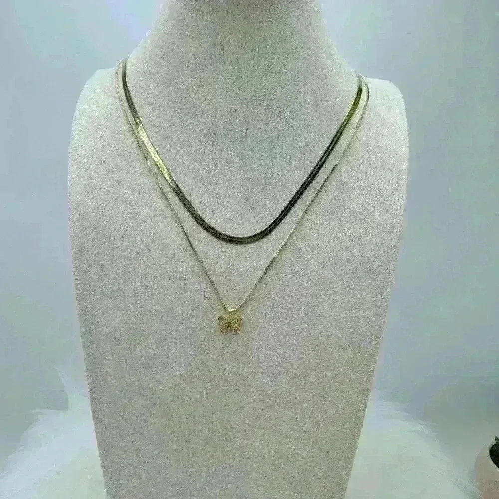 Butterfly Layered Necklace in Gold