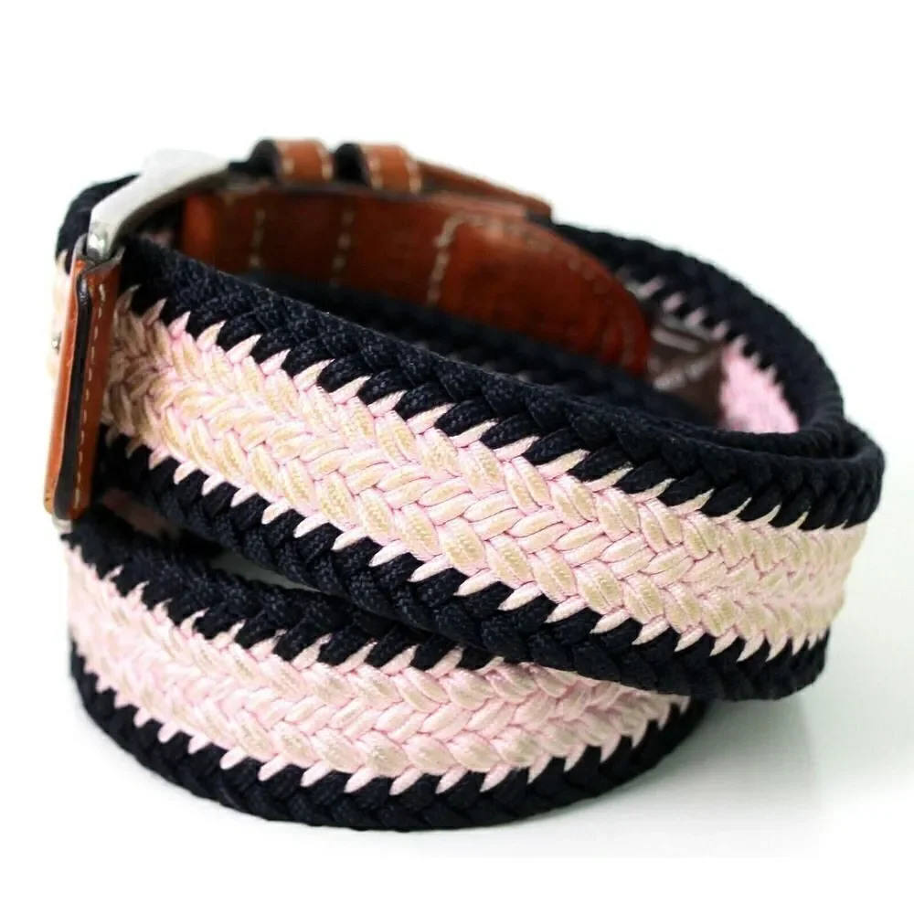 TRAFALGAR BROWN GENUINE LEATHER PINK BLACK ELASTIC GOLF CASUAL DRESS BELT 34(I41