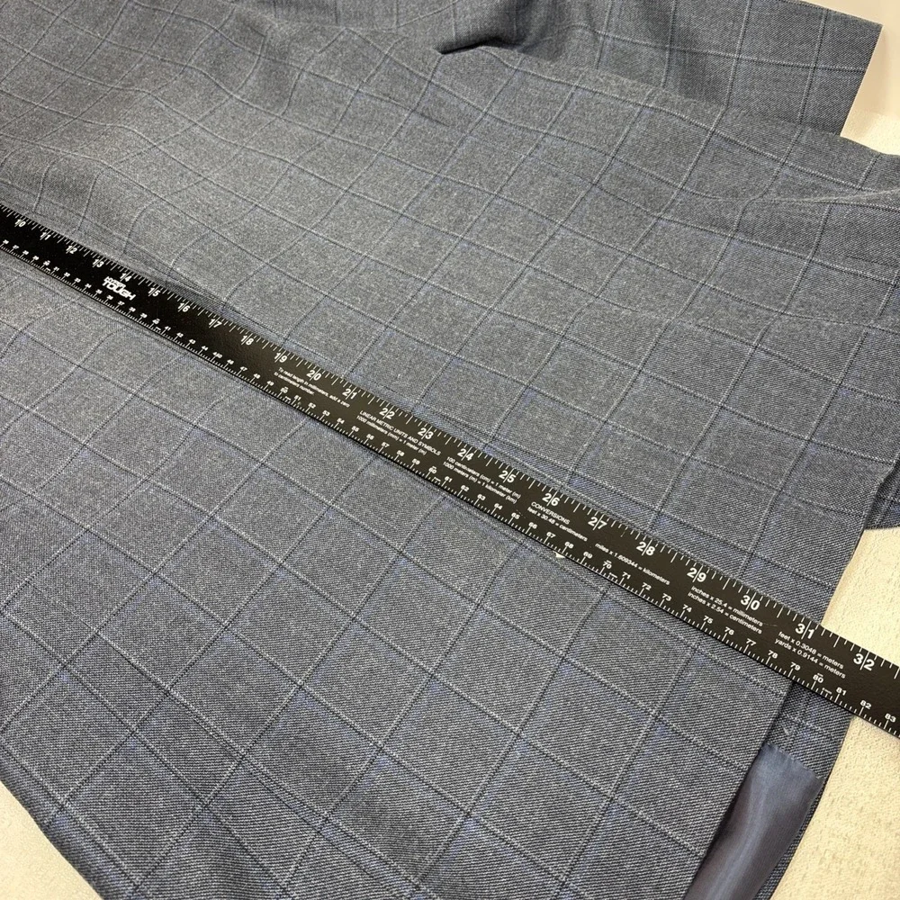 Ralph Lauren Mens Wool Silk Blazer Gray Blue Windowpane‎ Plaid Suit Jacket 42R