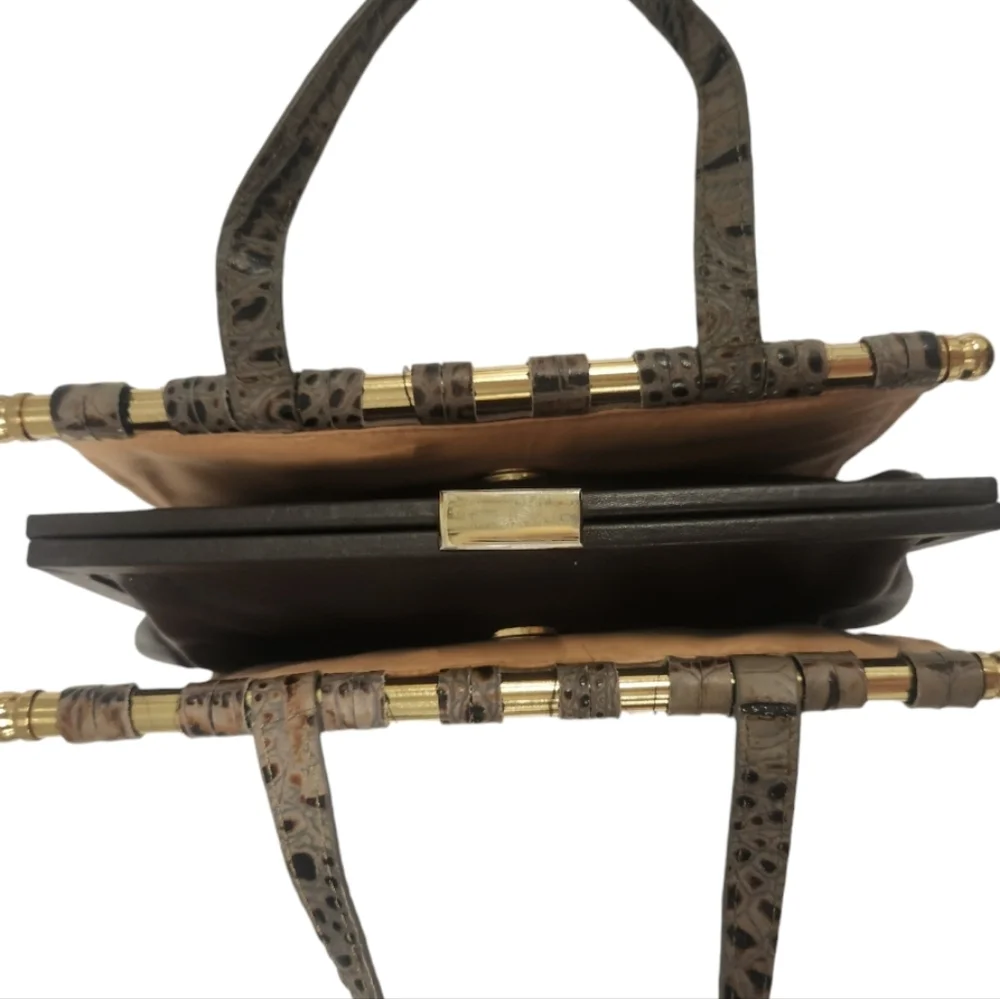Merrell McGuiness Croc Embossed Leather Reversible Handbag Clutch Rare‎
