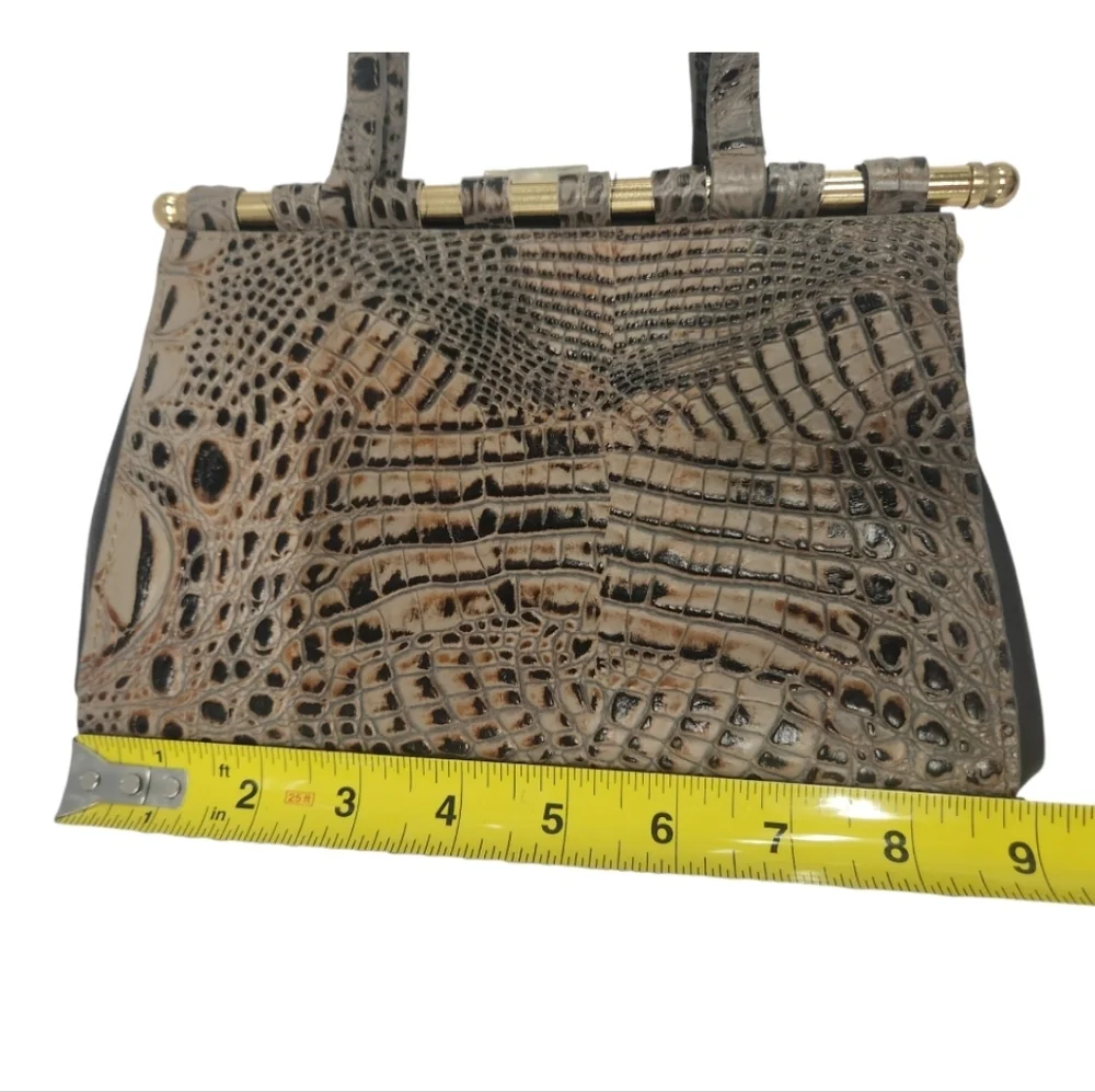 Merrell McGuiness Croc Embossed Leather Reversible Handbag Clutch Rare‎