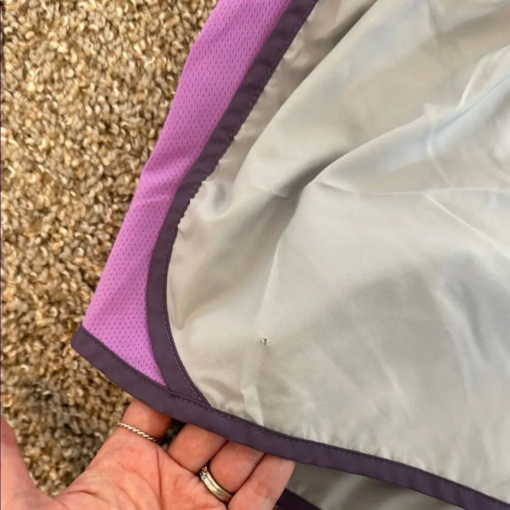 Nike Gray and Purple Athletic Shorts with Elastic Waistband