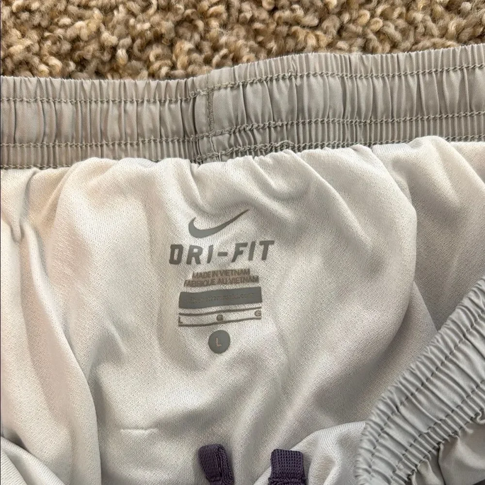 Nike Gray and Purple Athletic Shorts with Elastic Waistband