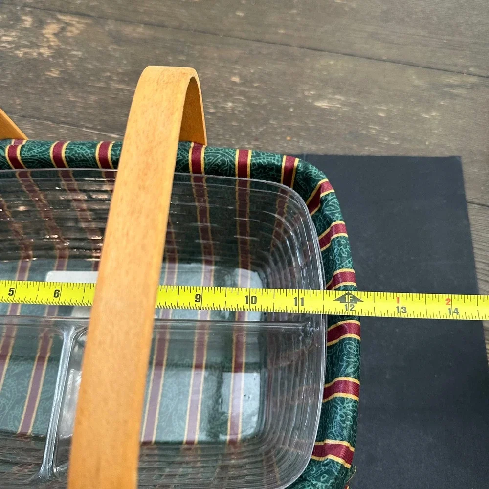 Vintage Longaberger 1996 Holiday‎ Cheer Basket With Handles and 2 Plastic Liners