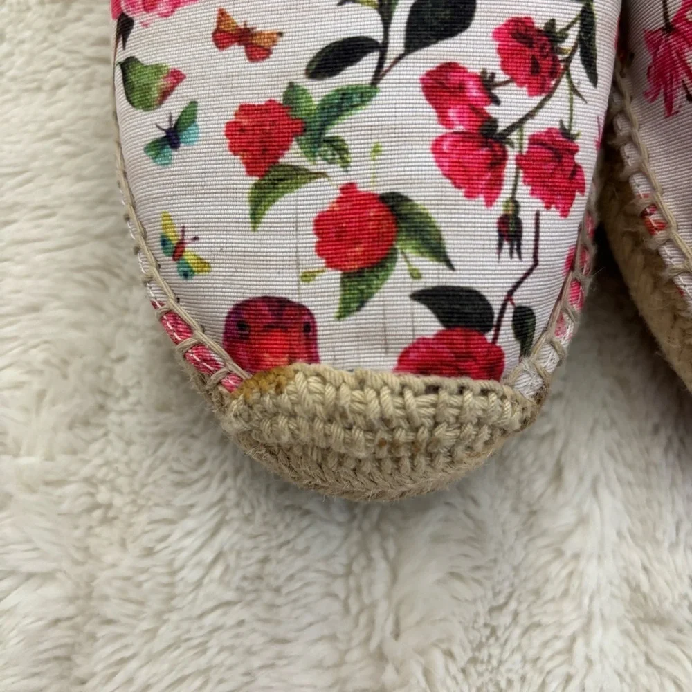 Rampage Women's Floral Bird Print Espadrilles Loafers Pink and Blue Size 9