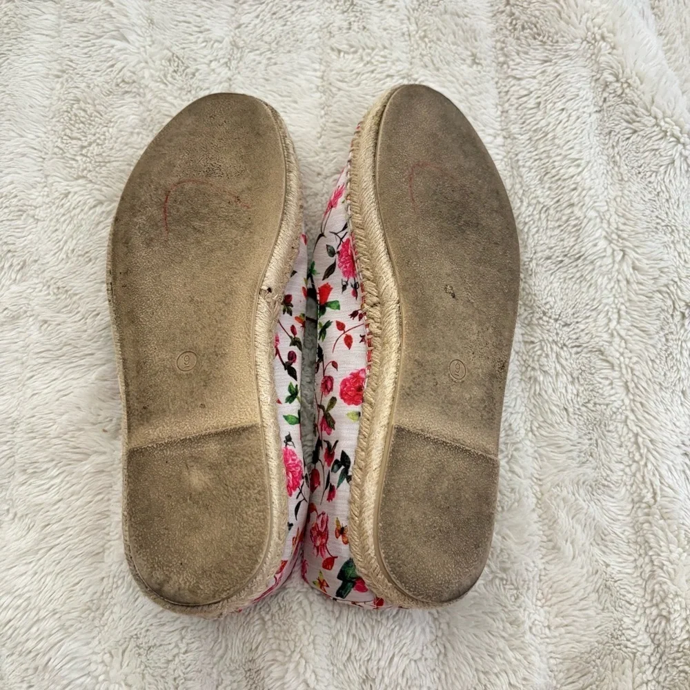 Rampage Women's Floral Bird Print Espadrilles Loafers Pink and Blue Size 9