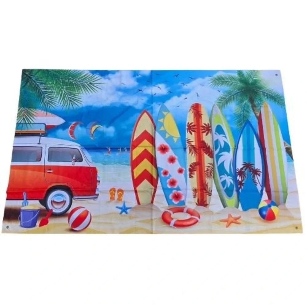 Summer Beach Surf Van Tapestry Tropical Ocean Backdrop Party Wall Decor 72x44