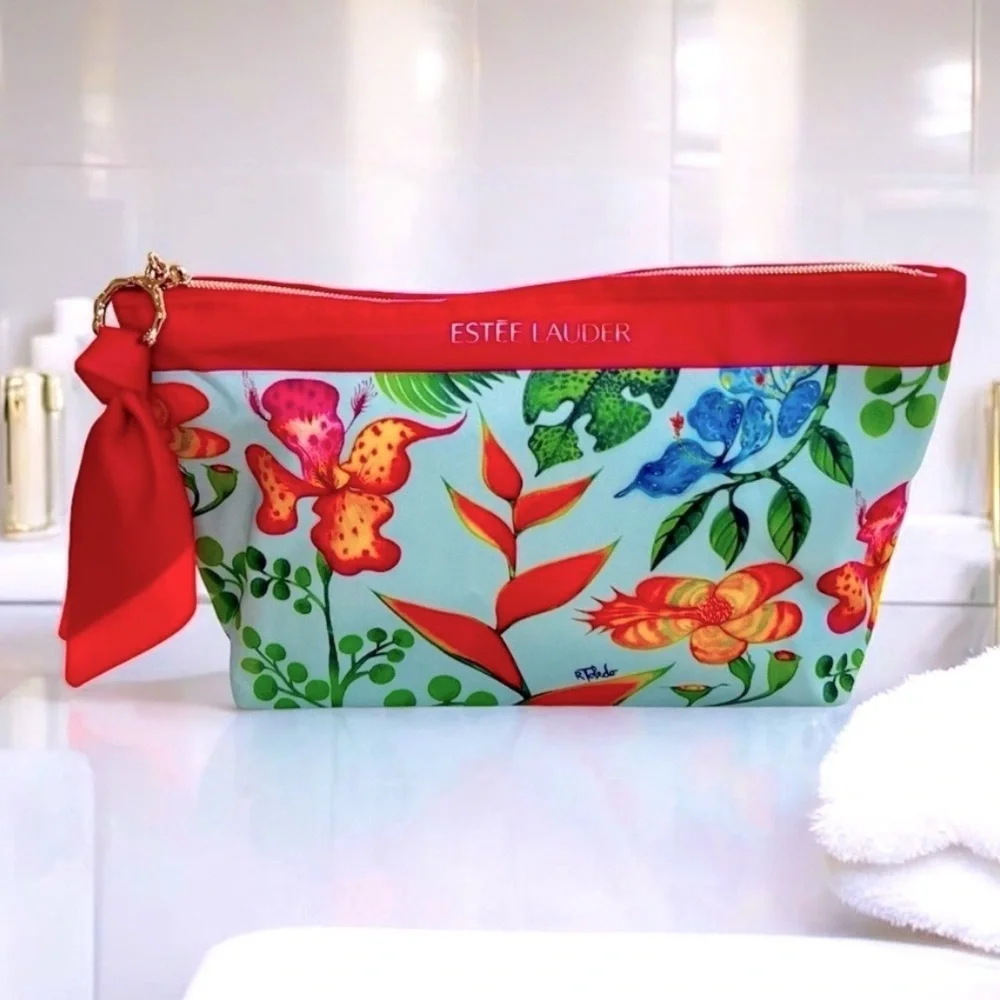 Estee Lauder blue floral bag