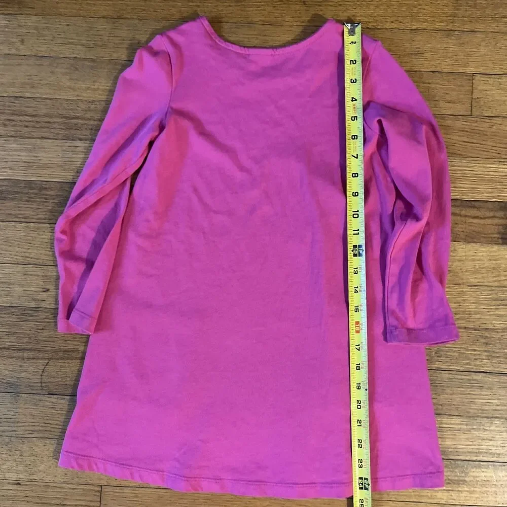 Hanna Andersson Girls Pink Long Sleeve Dress Unicorn Pocket Organic Size 6-7