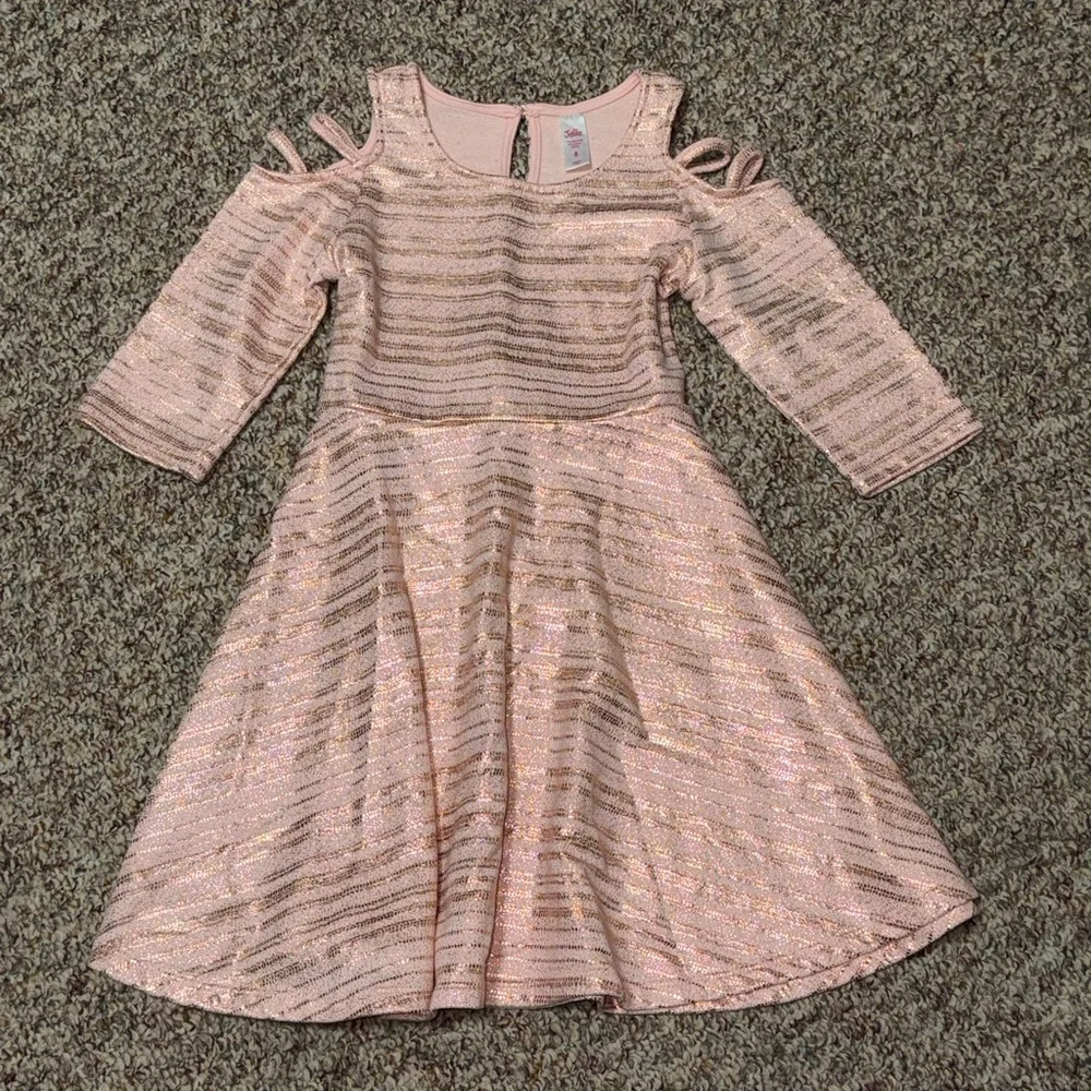 Girls size 8‎ Justice Shimmering Pink Striped Dress, fantasy, princess, dress up