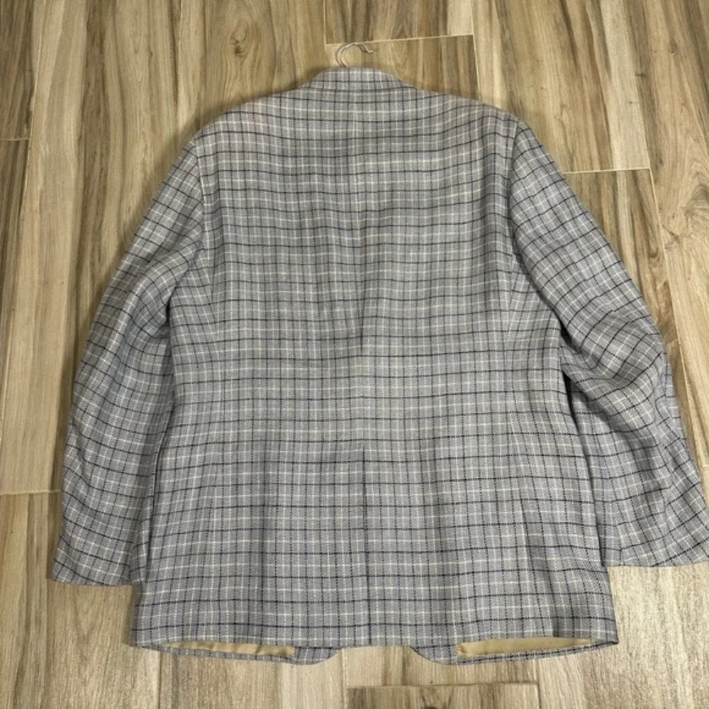 VTG Polo Ralph Lauren‎ Blazer Blue Checkered Sport Coat Size 44R Flax Casual