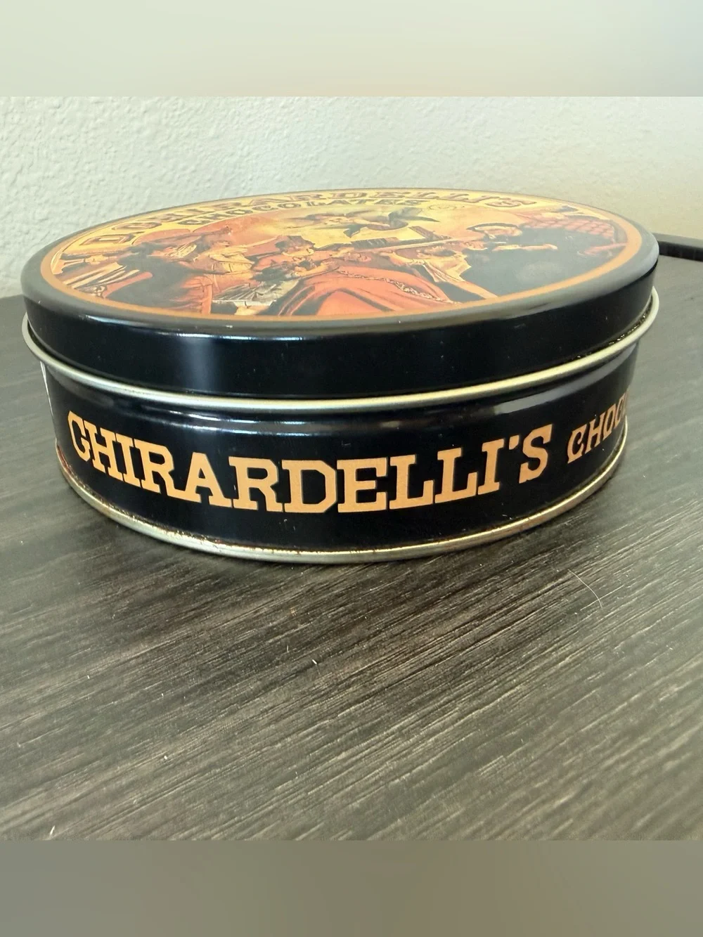 Vintage Ghirardelli's Chocolate Tin Canister with lid