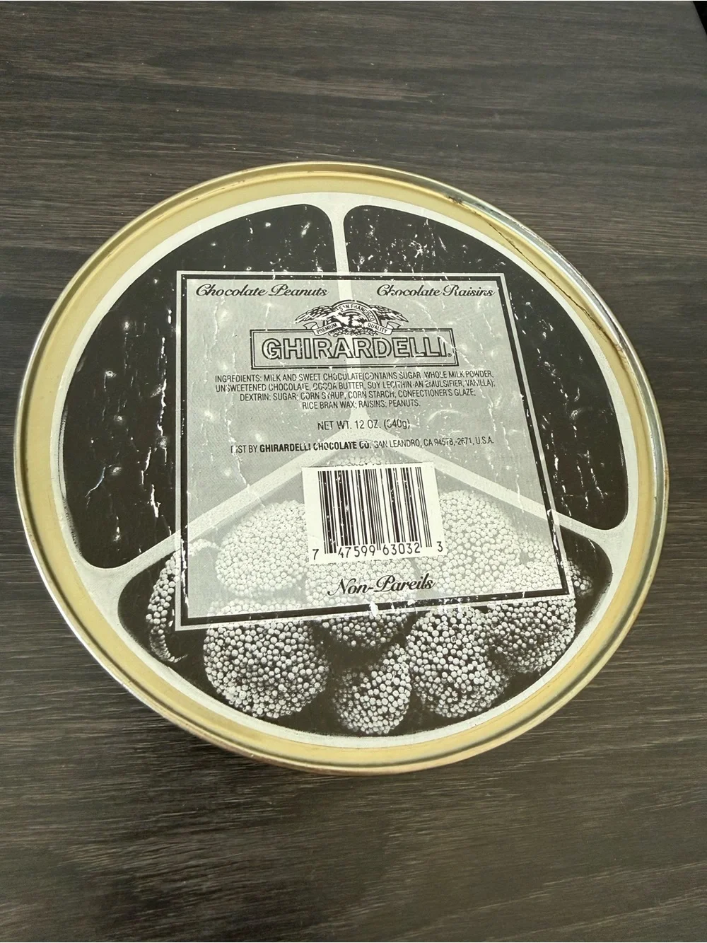 Vintage Ghirardelli's Chocolate Tin Canister with lid