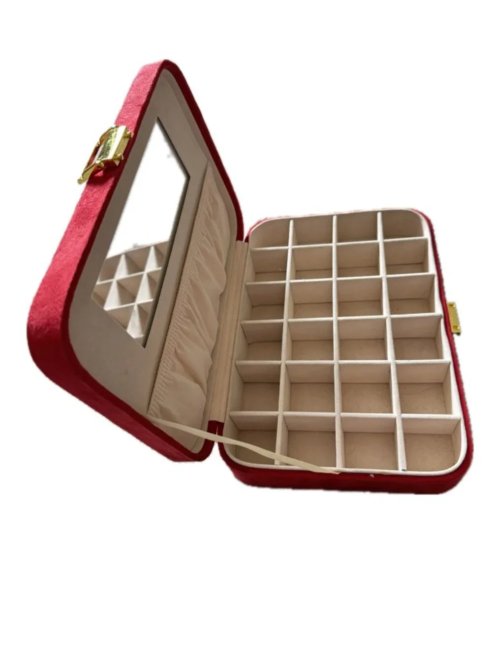Red Suedelike Covered Jewelry Box 10