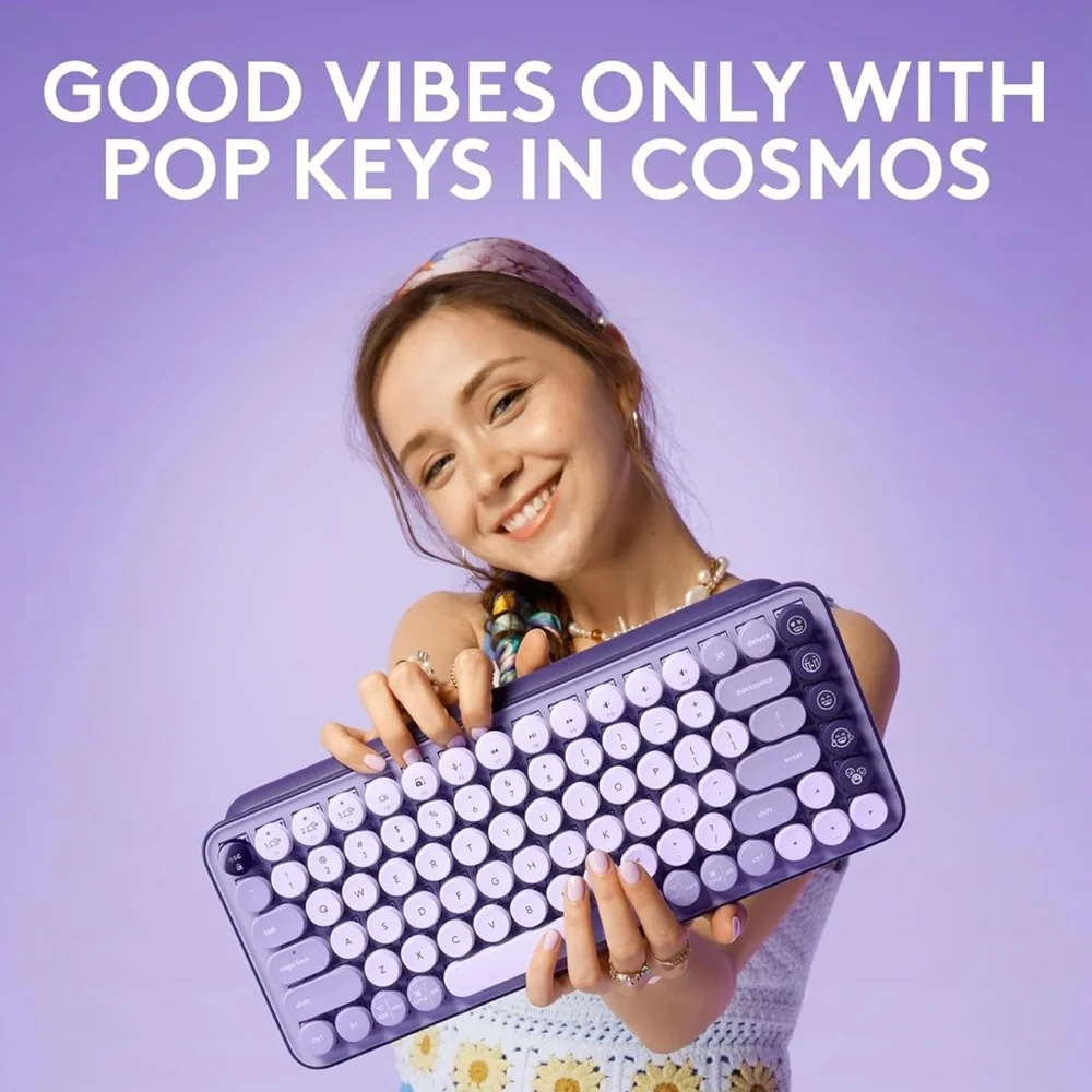 Logitech Purple Wireless Retro Round-Key Keyboard