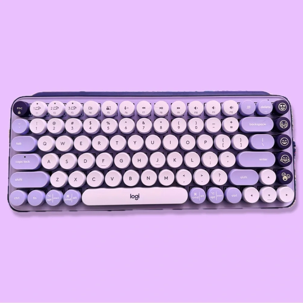 Logitech Purple Wireless Retro Round-Key Keyboard