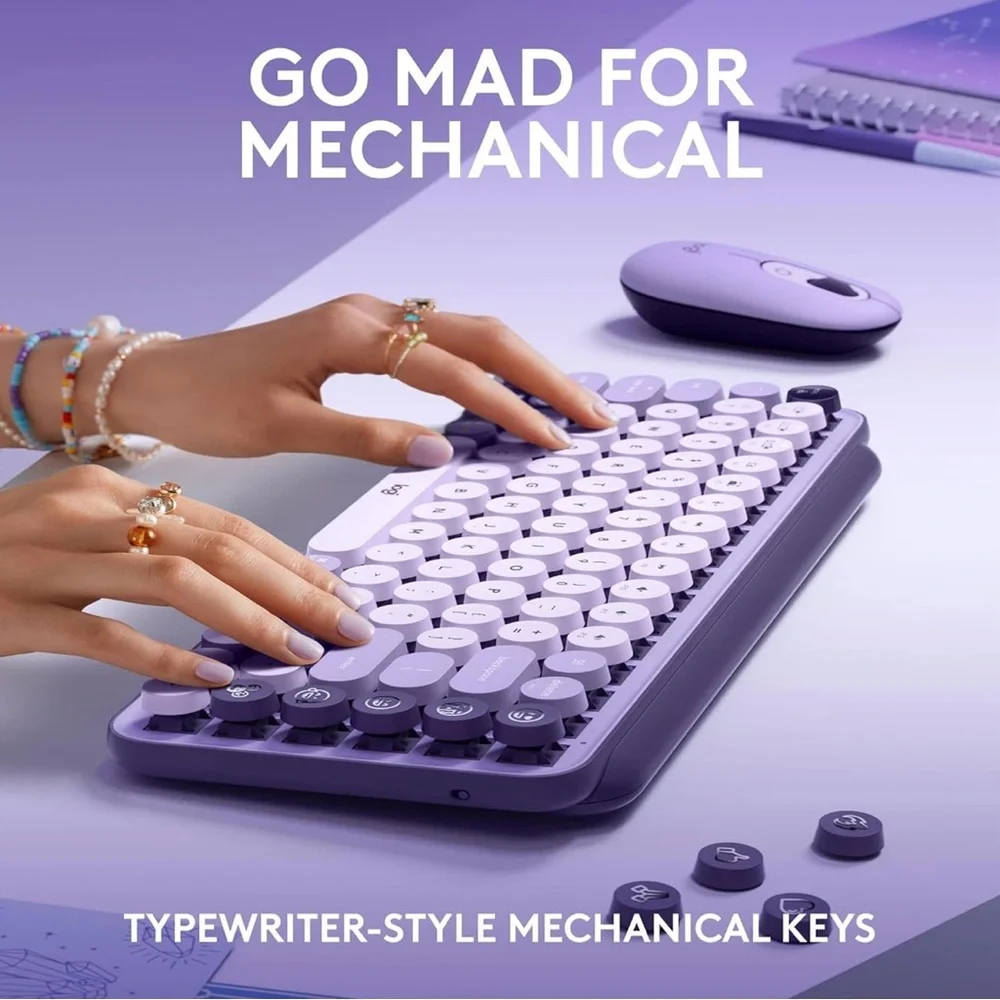 Logitech Purple Wireless Retro Round-Key Keyboard