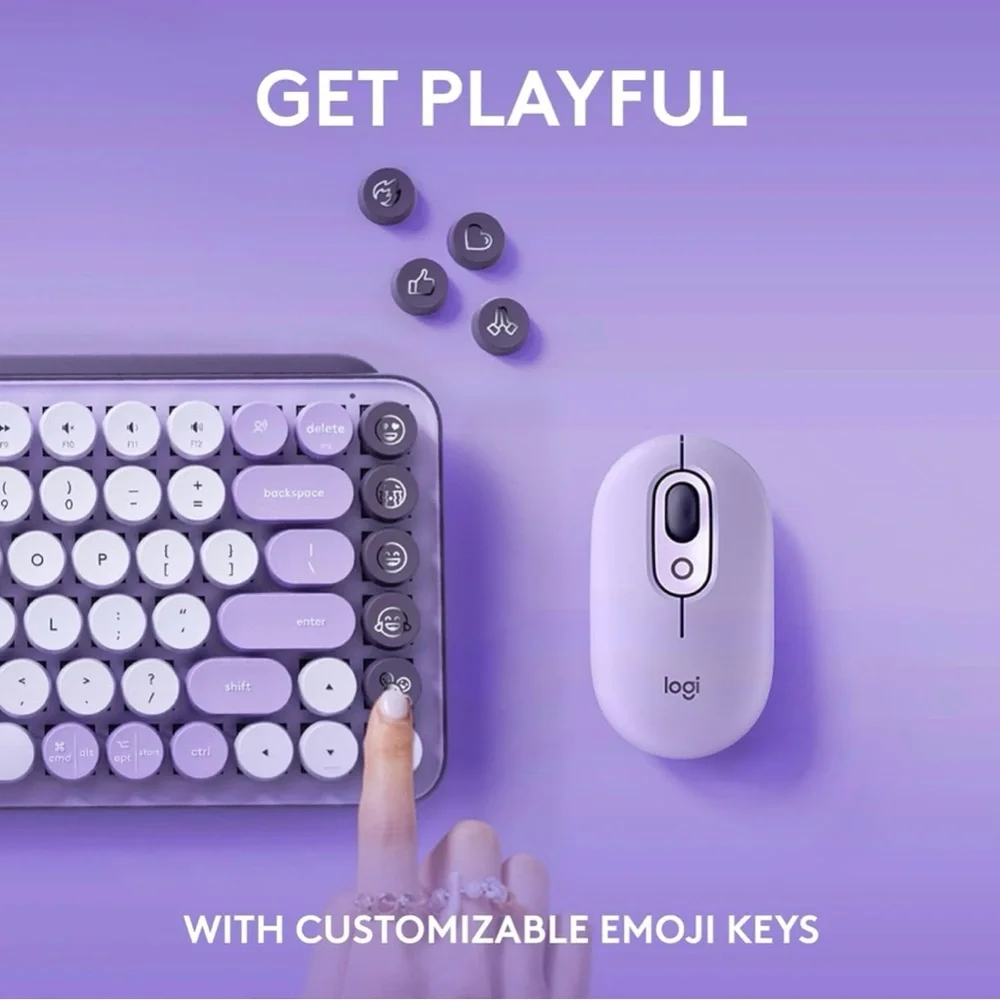 Logitech Purple Wireless Retro Round-Key Keyboard