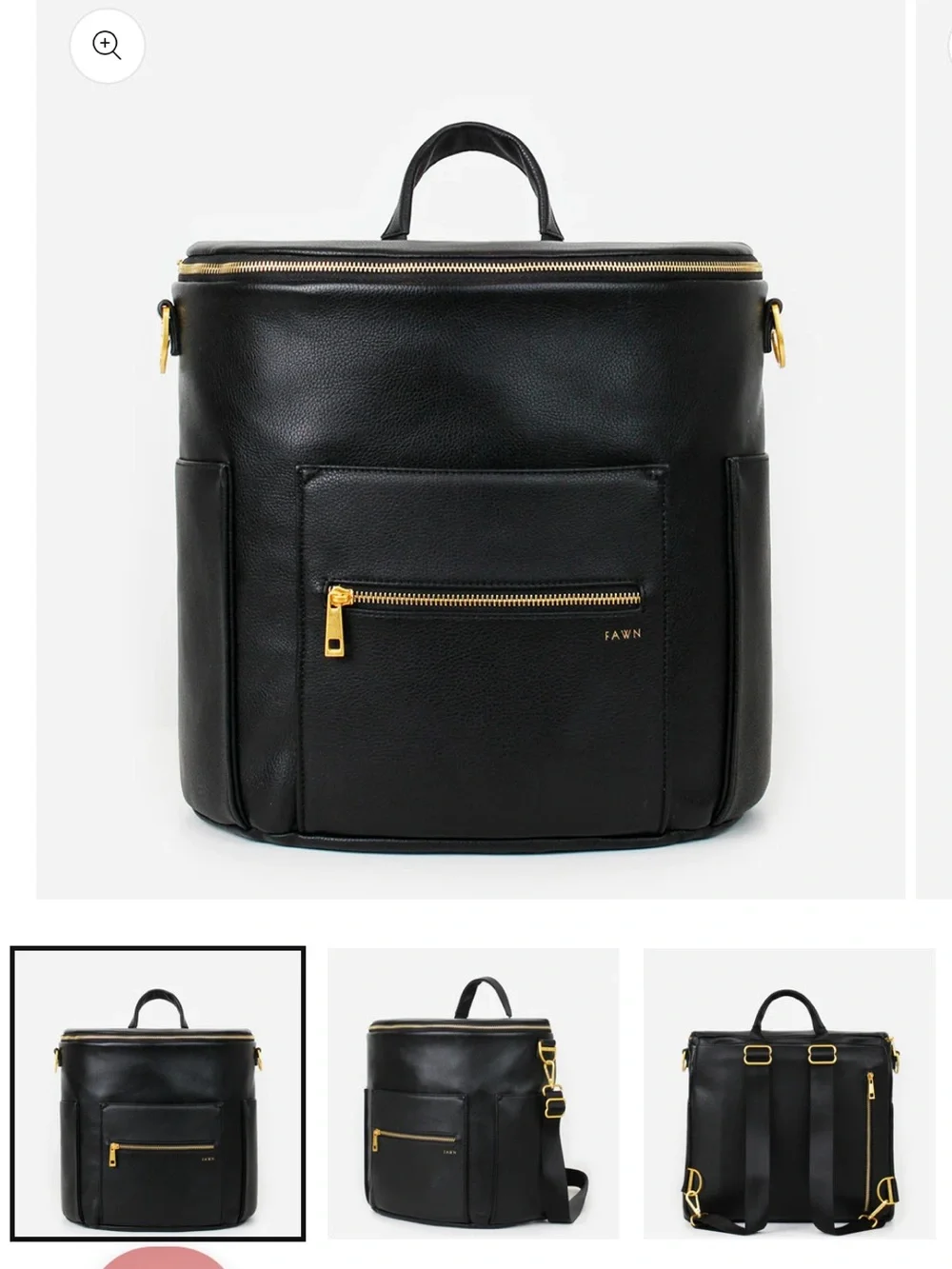 Fawn Design Black Backpack with Gold Hardware