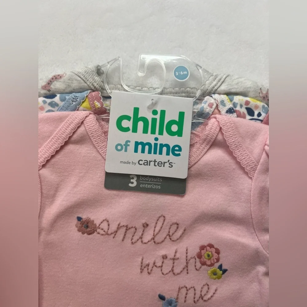 Carter’s 3 Pack Pink Floral Short Sleeve Onesies