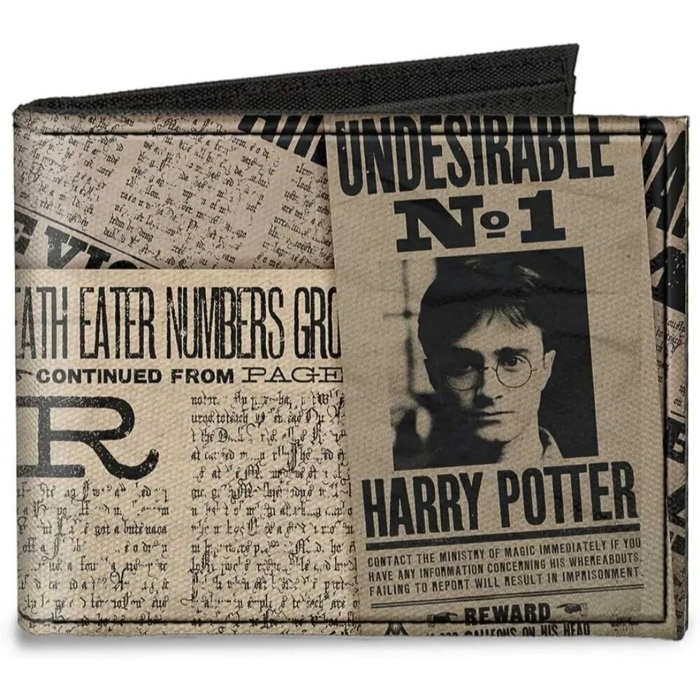 ✨Men's Brown Canvas Bi-fold Wallet-Harry Potter Newspaper Headlines Und Wallet