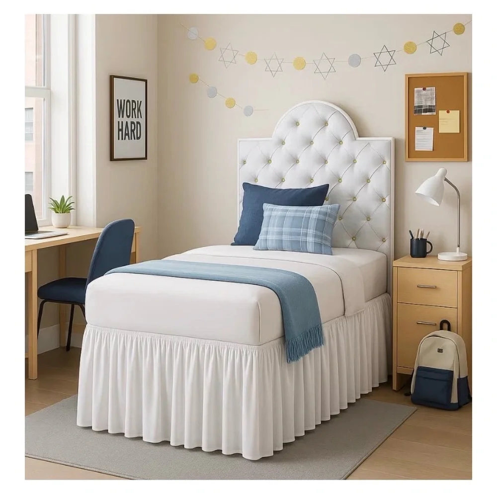White Bed Skirt for Twin XL dorm bed