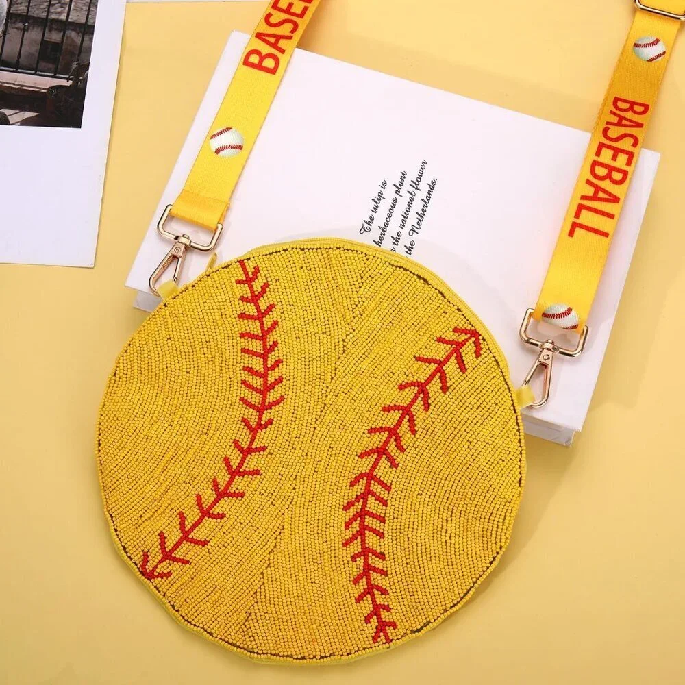 Beaded Sports Purse for Women Baseball Basketball Soccer Crossbody Shoulder Bag